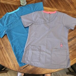 Pair of Carhartt Y-neck Scrubs Tops
